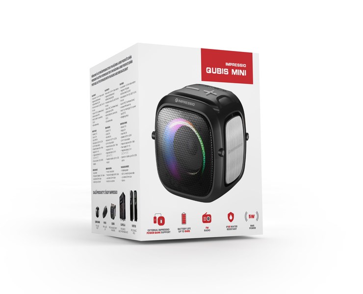 C-TECH Impressio Qubis mini Mono portable speaker Black 5 W C-TECH Impressio Qubis mini Mono portable speaker Black 5 W