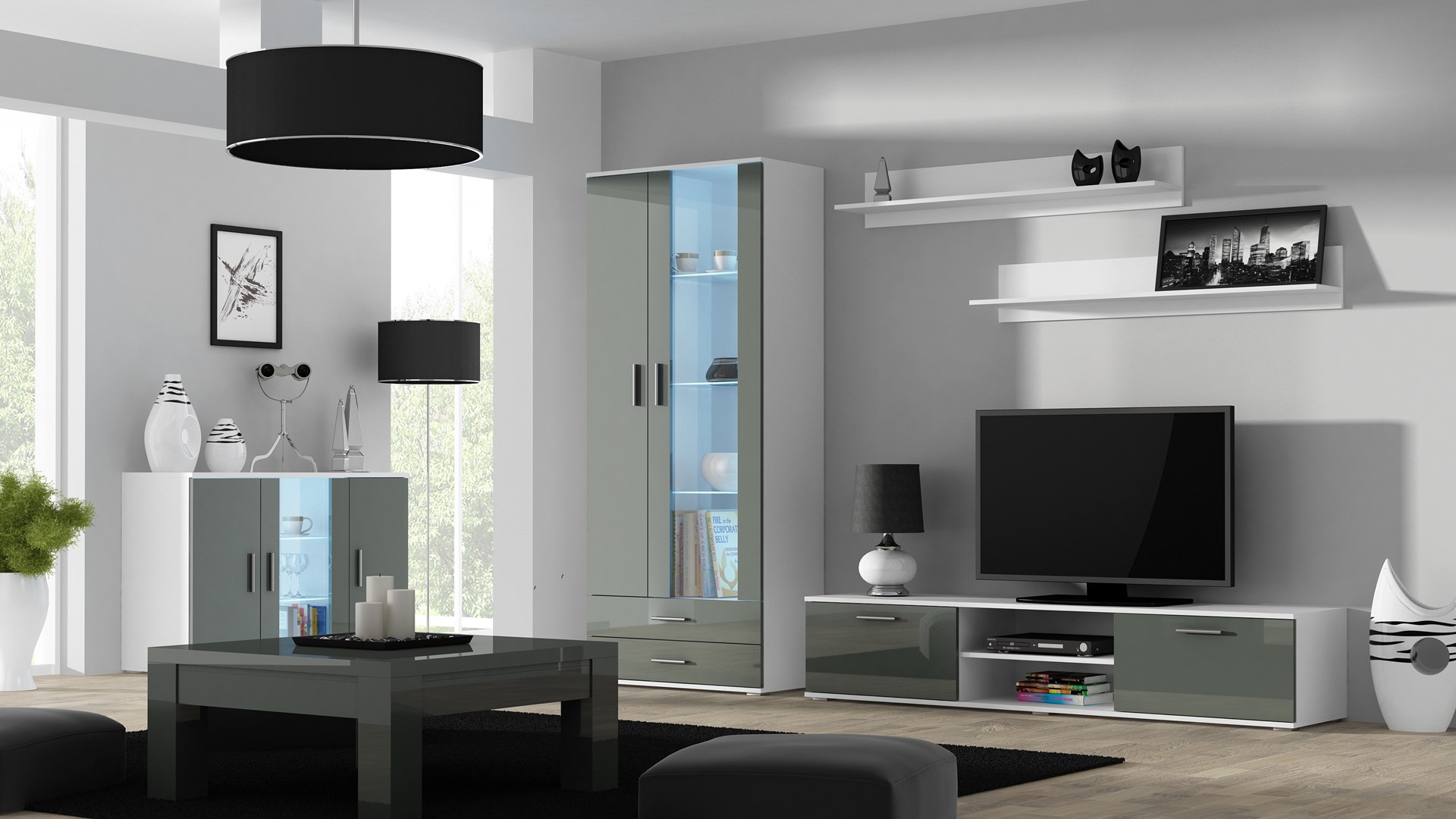 Cama sideboard 120 cm SOHO S7 white/grey gloss Cama sideboard 120 cm SOHO S7 white/grey gloss