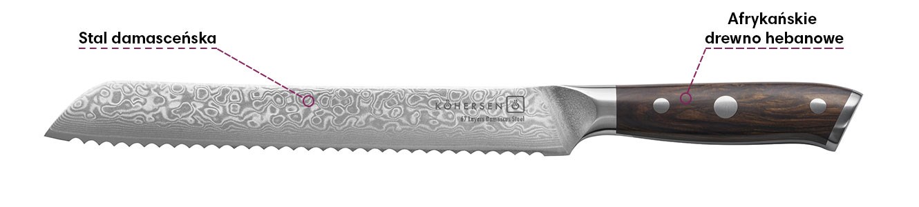 Kohersen Elegance Ebony Wood bread knife 22.9 cm Kohersen Elegance Ebony Wood bread knife 22.9 cm