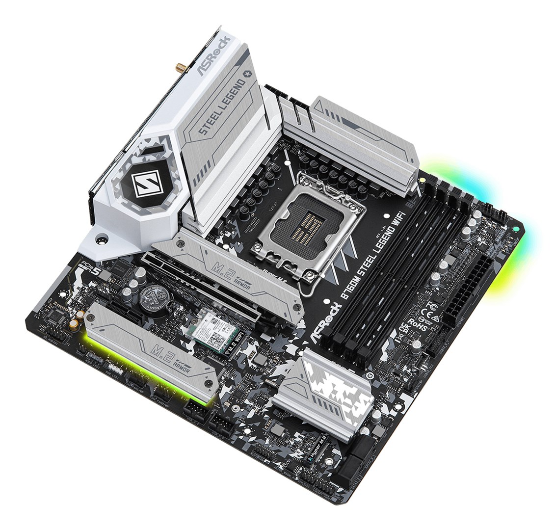 Asrock B760M Steel Legend WiFi Intel B760 LGA 1700 micro ATX Asrock B760M Steel Legend WiFi Intel B760 LGA 1700 micro ATX