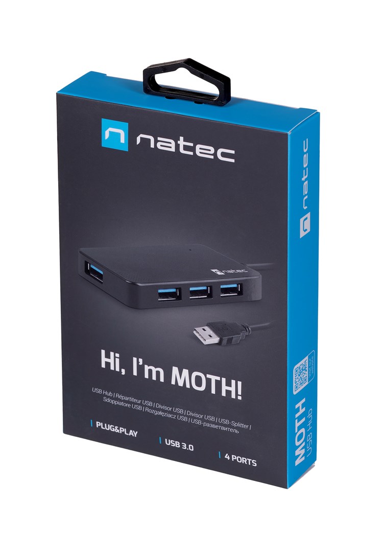 NATEC Hub USB 3.0 Moth (4 ports, black) NATEC Hub USB 3.0 Moth (4 ports, black)