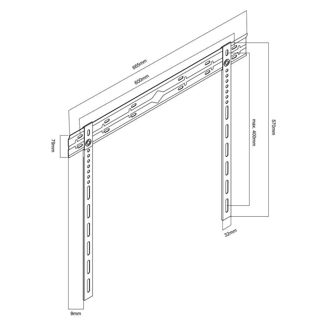 Maclean ultra flat wall mount for TV, 40-85", max VESA 600x400, load up to 80kg, MC-123 Maclean ultra flat wall mount for TV, 40-85", max VESA 600x400, load up to 80kg, MC-123
