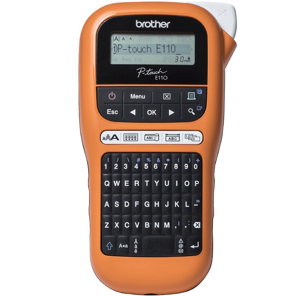 Brother PT-E110 label printer Thermal transfer 180 x 180 DPI 20 mm/sec HGe/TZe QWERTY Brother PT-E110 label printer Thermal transfer 180 x 180 DPI 20 mm/sec HGe/TZe QWERTY