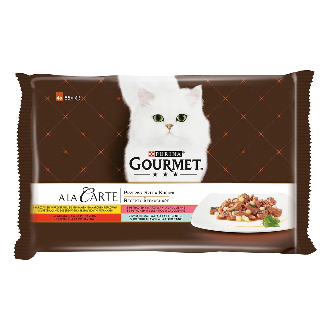 GOURMET A la Carte Chicken, Trout, Beef, and Fish - wet cat food - 4 x 85 g GOURMET A la Carte Chicken, Trout, Beef, and Fish - wet cat food - 4 x 85 g