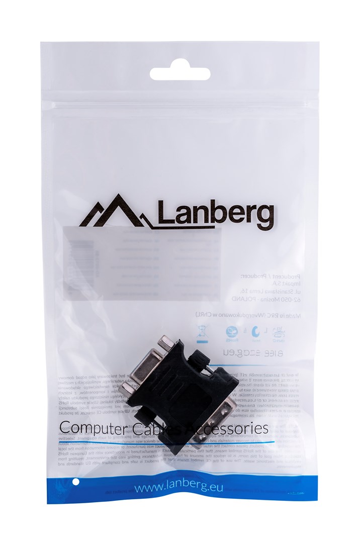 Lanberg AD-0012-BK cable gender changer DVI-I VGA (D-Sub) Black Lanberg AD-0012-BK cable gender changer DVI-I VGA (D-Sub) Black
