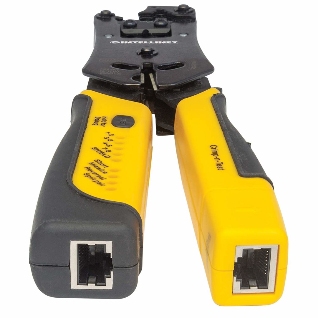 RJ45/RJ11/RJ12/RJ22 Plug Crimping Tool with Intellinet Cable Tester RJ45/RJ11/RJ12/RJ22 Plug Crimping Tool with Intellinet Cable Tester