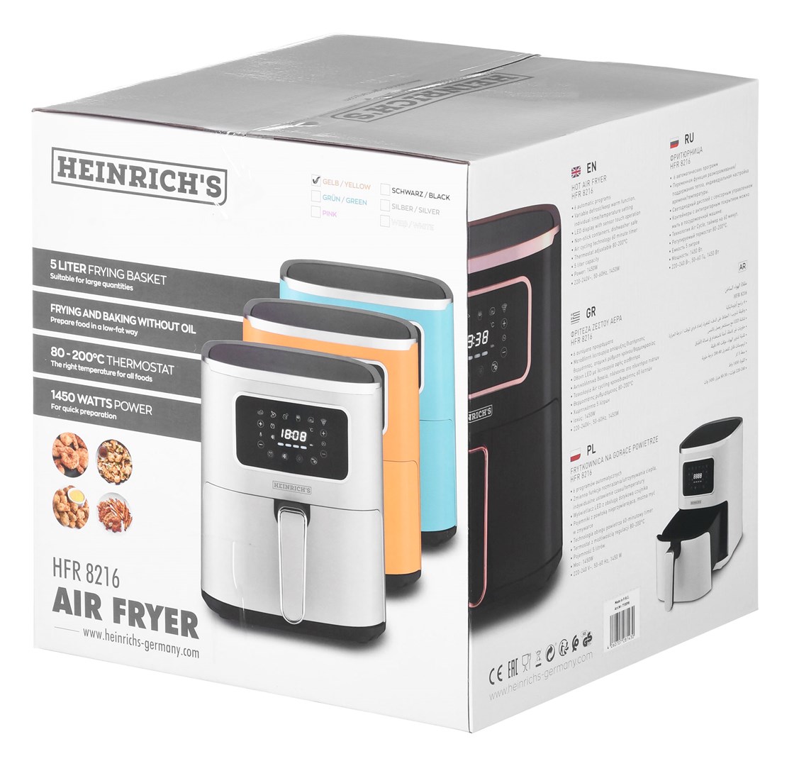 Heinrich‘’s HFR 8216 Hot air fryer 5.0 l 1450 W Yellow Heinrich‘’s HFR 8216 Hot air fryer 5.0 l 1450 W Yellow