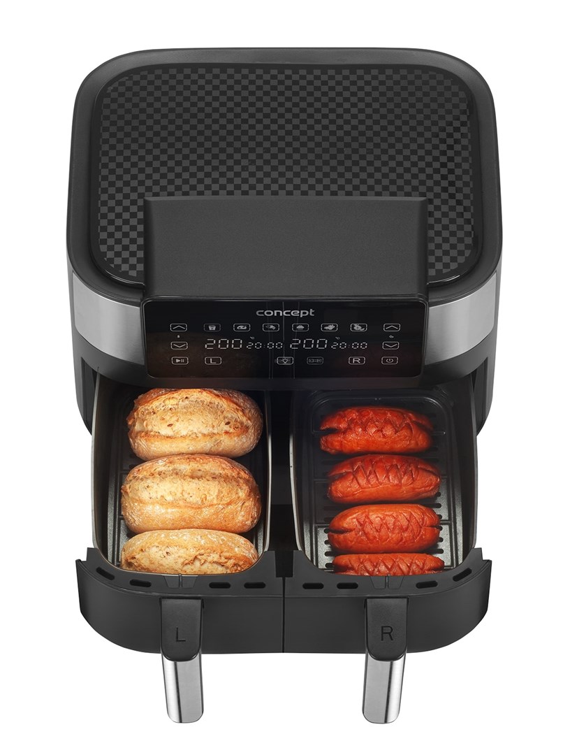 Air Fryer greaseless double fryer 8L FR8000 Black, Silver Air Fryer greaseless double fryer 8L FR8000 Black, Silver