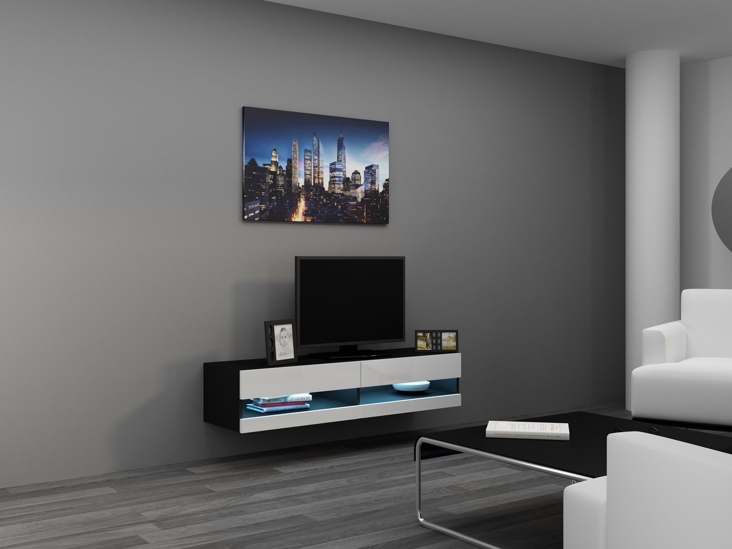 Cama TV stand VIGO NEW 30/140/40 black/white gloss Cama TV stand VIGO NEW 30/140/40 black/white gloss