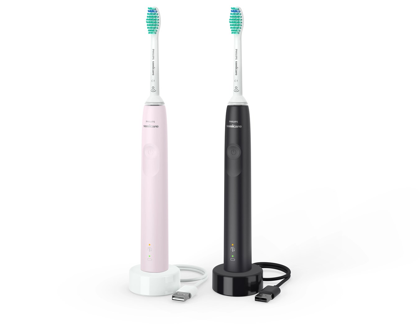 Philips 3100 series HX3675/15 2-pack sonic electric toothbrushes - black & pink Philips 3100 series HX3675/15 2-pack sonic electric toothbrushes - black & pink