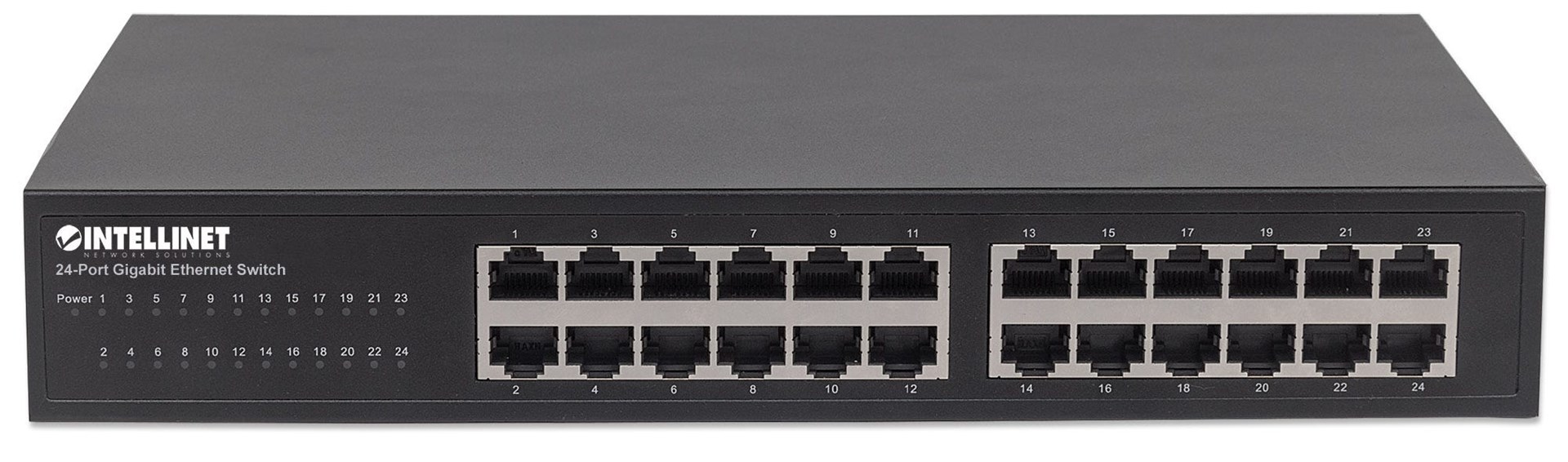 Intellinet 24-Port Gigabit Ethernet Switch, 24 x 10/100/1000 Mbit/s RJ45-Ports, IEEE 802.3az (Energy Efficient Ethernet), Desktop, 19" Rackmount, Metal Intellinet 24-Port Gigabit Ethernet Switch, 24 x 10/100/1000 Mbit/s RJ45-Ports, IEEE 802.3az (Energy Efficient Ethernet), Desktop, 19" Rackmount, Metal