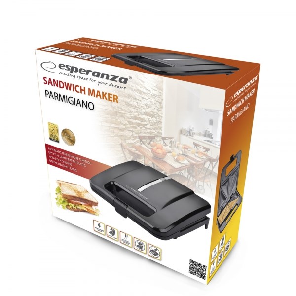 Esperanza PARMIGIANO sandwich maker 1000 W Black Esperanza PARMIGIANO sandwich maker 1000 W Black