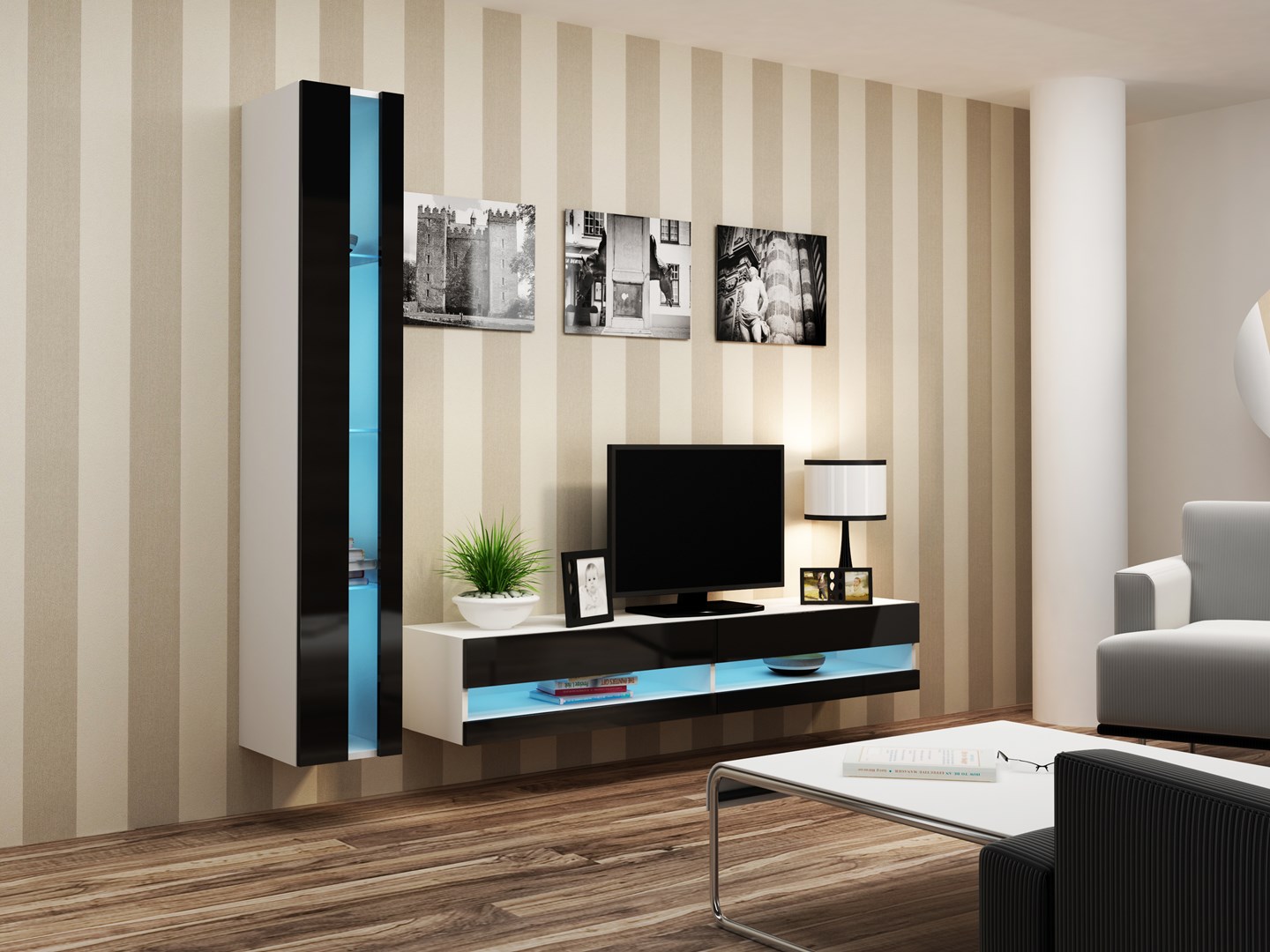 Cama Shelf unit VIGO NEW 180/40/30 white/black gloss Cama Shelf unit VIGO NEW 180/40/30 white/black gloss
