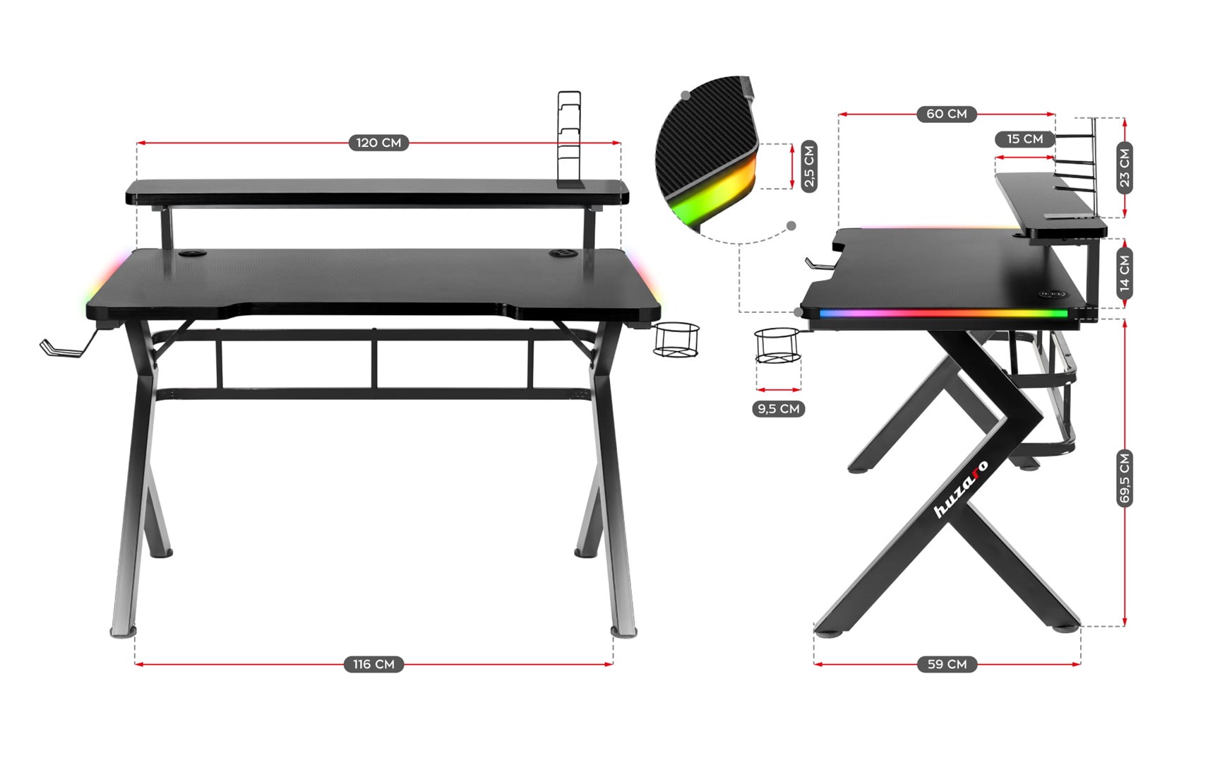 GAMING DESK HUZARO HERO 5.0 RGB GAMING DESK HUZARO HERO 5.0 RGB