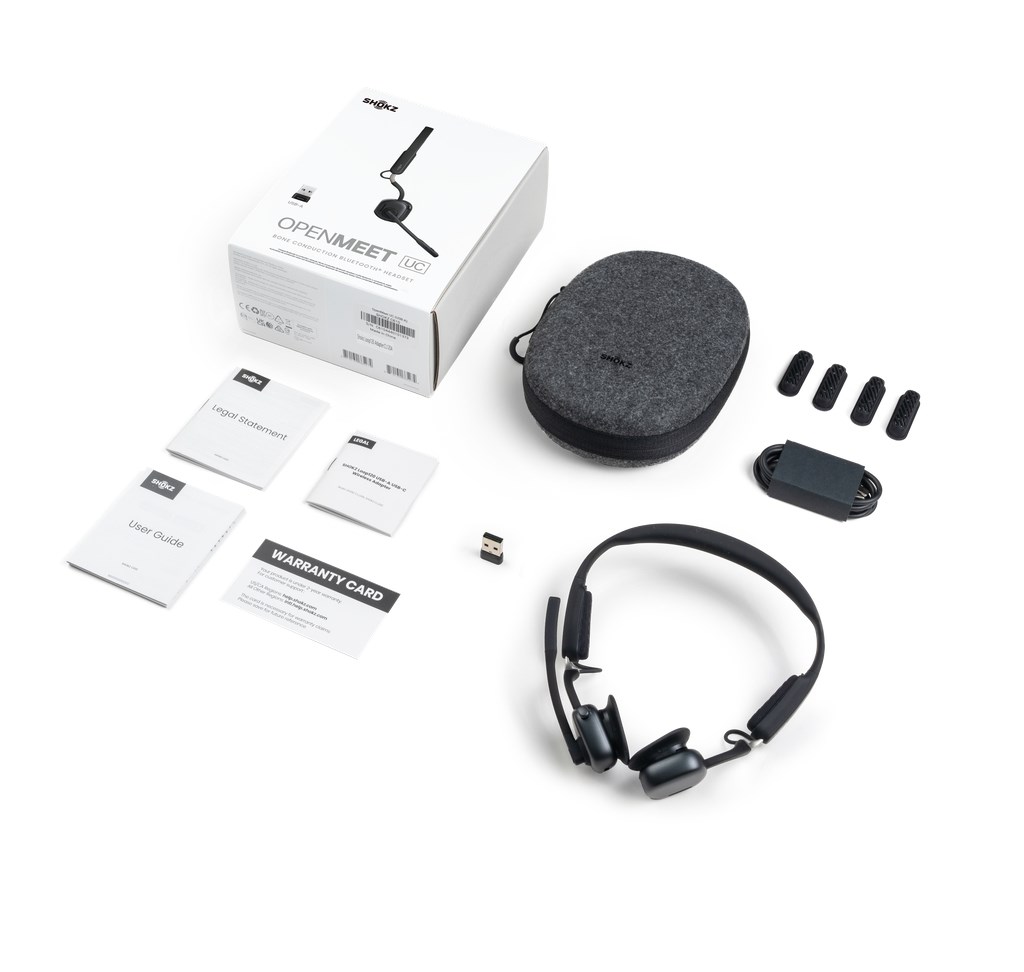 SHOKZ OpenMeet UC Wireless Bluetooth Bone Conduction Videoconferencing Headset with USB-A adapter SHOKZ OpenMeet UC Wireless Bluetooth Bone Conduction Videoconferencing Headset with USB-A adapter