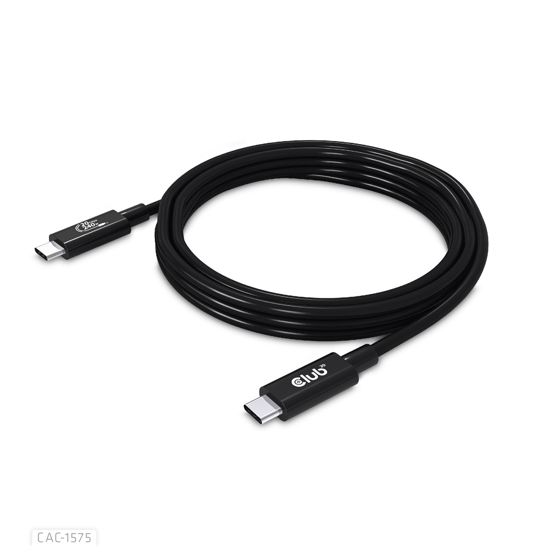 CLUB3D USB4 Gen2x2 Type-C Bi-Directional Cable 4K60Hz, Data 20Gbps, PD 240W(48V/5A) EPR M/M 2m CLUB3D USB4 Gen2x2 Type-C Bi-Directional Cable 4K60Hz, Data 20Gbps, PD 240W(48V/5A) EPR M/M 2m