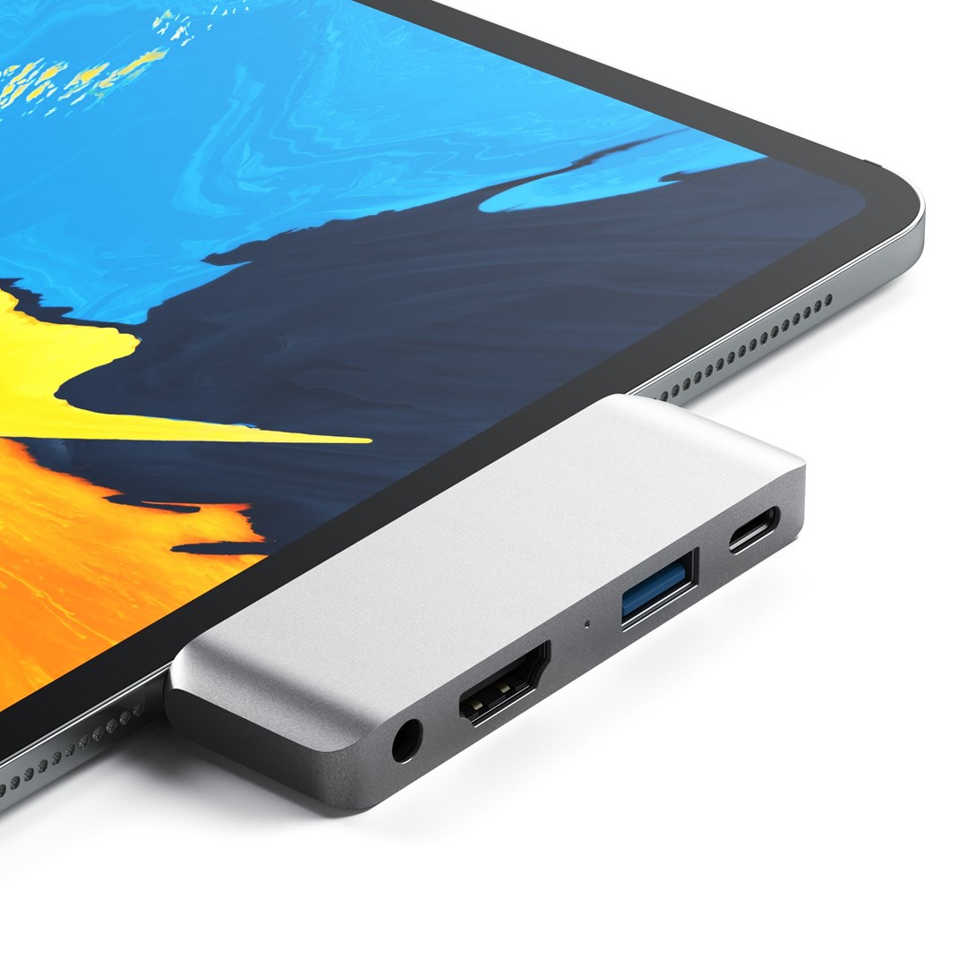 Satechi Aluminum USB-C Hub for iPad Pro Silver Satechi Aluminum USB-C Hub for iPad Pro Silver