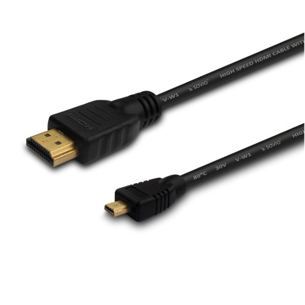 Savio CL-39 HDMI cable 1 m HDMI Type A (Standard) HDMI Type D (Micro) Black Savio CL-39 HDMI cable 1 m HDMI Type A (Standard) HDMI Type D (Micro) Black