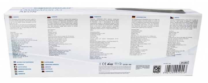 Esperanza EFL003 laminator Cold/hot laminator 250 mm/min Black Esperanza EFL003 laminator Cold/hot laminator 250 mm/min Black