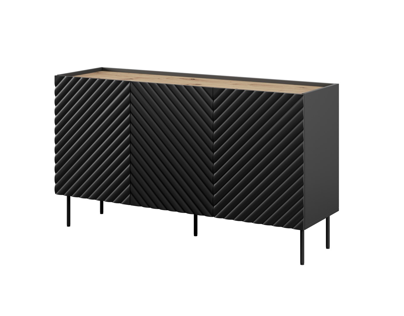 3D2SZ ONDA chest of drawers 150x45x85 black 3D2SZ ONDA chest of drawers 150x45x85 black
