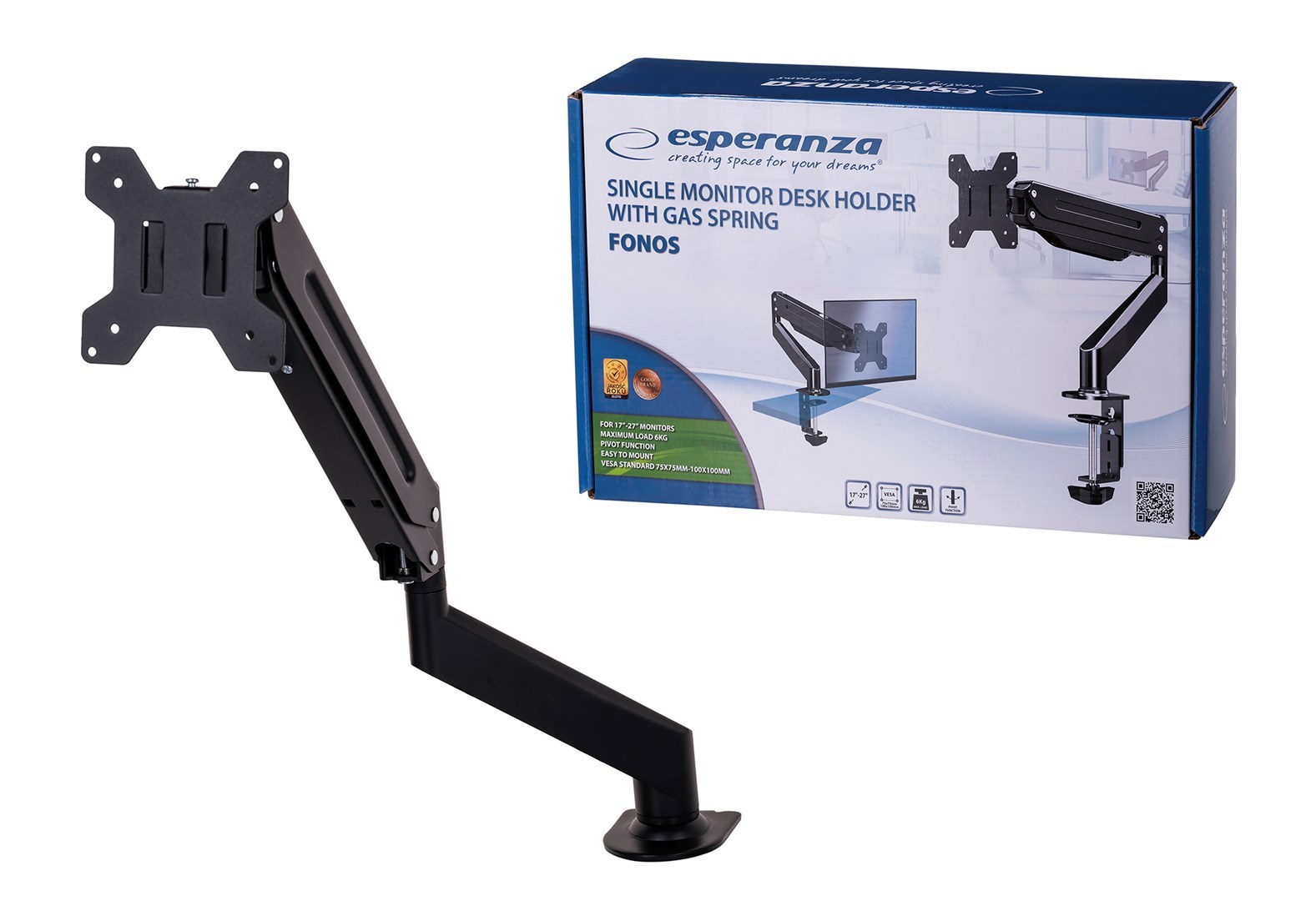 Esperanza ERW019 monitor mount / stand 68.6 cm (27") Desk Black Esperanza ERW019 monitor mount / stand 68.6 cm (27") Desk Black