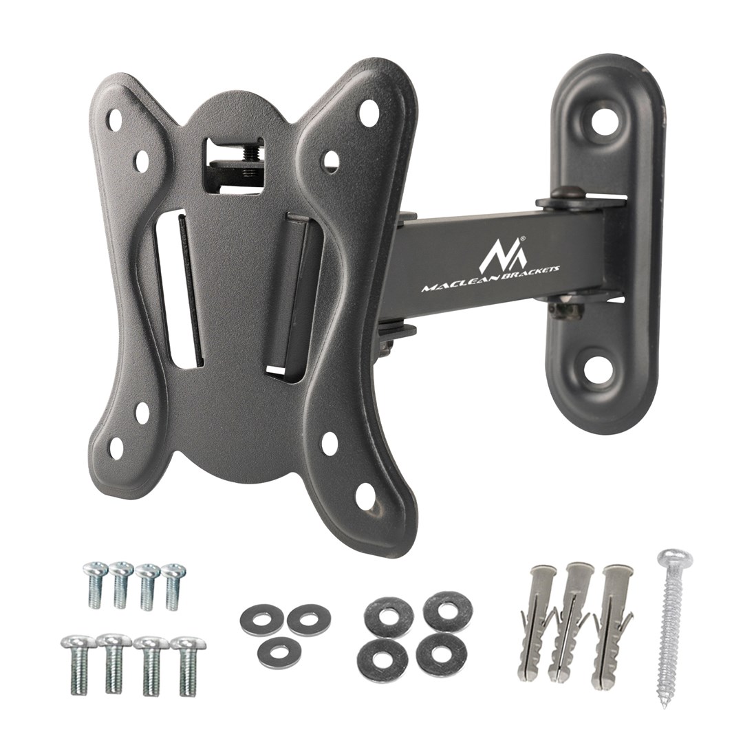 Maclean MC-416 TV Monitor Wall Mount 13"-32" 30kg Tilt Rotate max. VESA 100x100 Black Powder Coating LED OLED LCD Universal Bracket Holder Maclean MC-416 TV Monitor Wall Mount 13"-32" 30kg Tilt Rotate max. VESA 100x100 Black Powder Coating LED OLED LCD Universal Bracket Holder