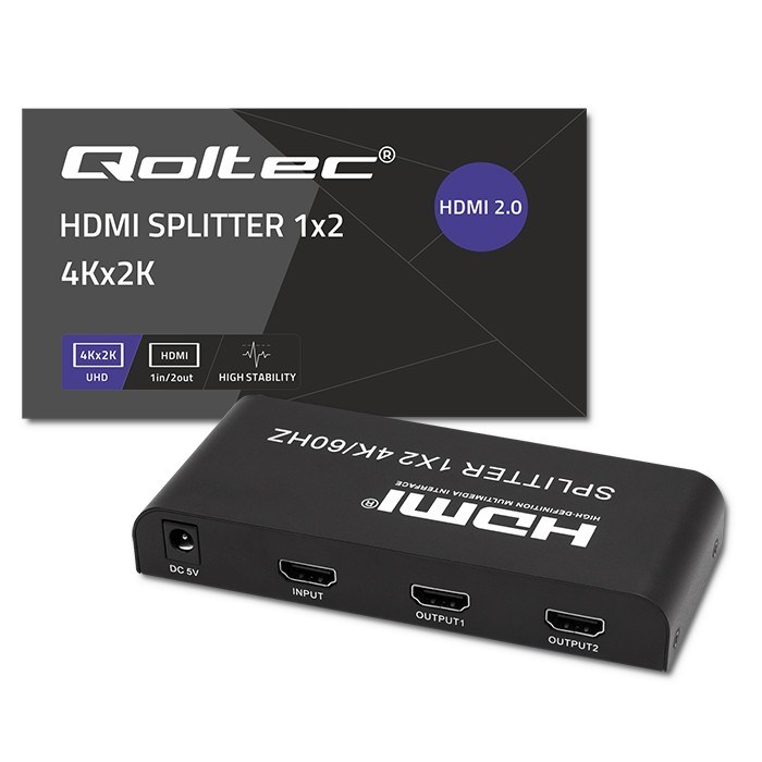 Qoltec 51797 Active HDMI Splitter 2 x HDMI 4K x 2K | 6Gb/s | 60Hz Qoltec 51797 Active HDMI Splitter 2 x HDMI 4K x 2K | 6Gb/s | 60Hz