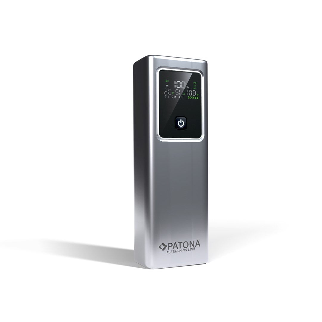 PATONA Platinum Powerbank Luxury One PD100 | 20000mAh | PD 100W | USB-C + USB-A Silver, Black PATONA Platinum Powerbank Luxury One PD100 | 20000mAh | PD 100W | USB-C + USB-A Silver, Black