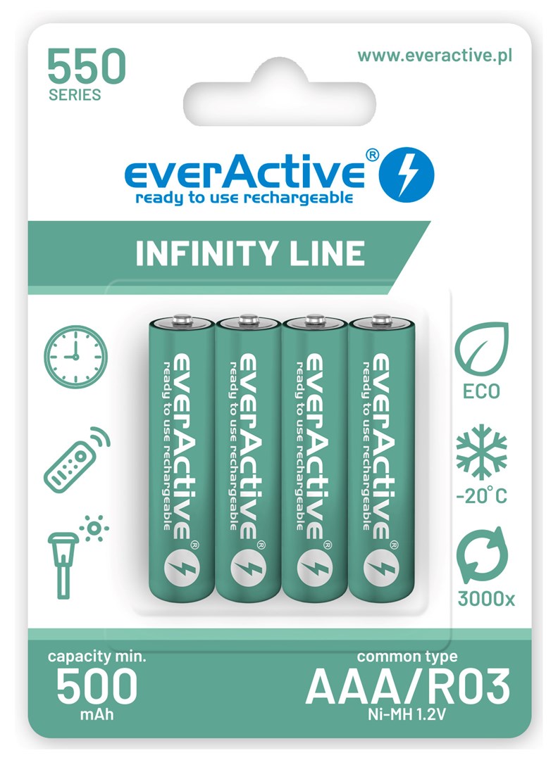 Rechargeable batteries everActive Ni-MH R03 AAA 550 mAh Infinity Line Rechargeable batteries everActive Ni-MH R03 AAA 550 mAh Infinity Line