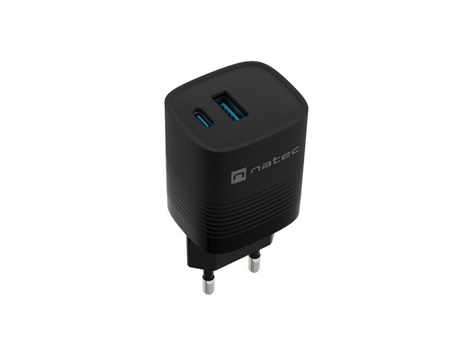 NATEC RIBERA GAN CHARGER 1X USB-A + 1X USB-C 30W BLACK NATEC RIBERA GAN CHARGER 1X USB-A + 1X USB-C 30W BLACK