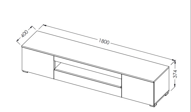 Cama TV stand VIVA 180 white/white gloss + black Cama TV stand VIVA 180 white/white gloss + black