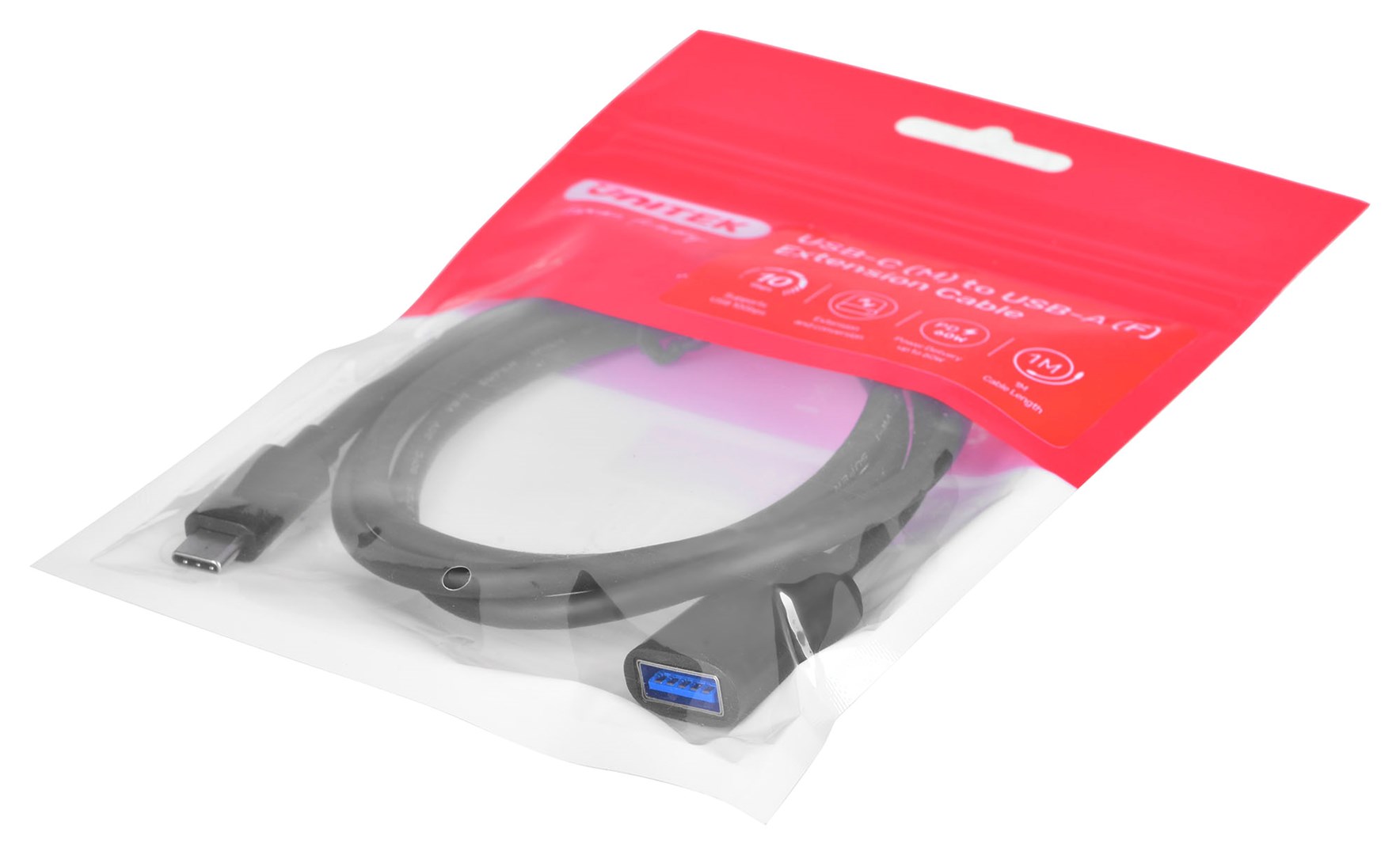 Cable adapter Unitek (C476BK-1M) USB-C (M) - USB-A (F) 10Gbps 60 W Cable adapter Unitek (C476BK-1M) USB-C (M) - USB-A (F) 10Gbps 60 W