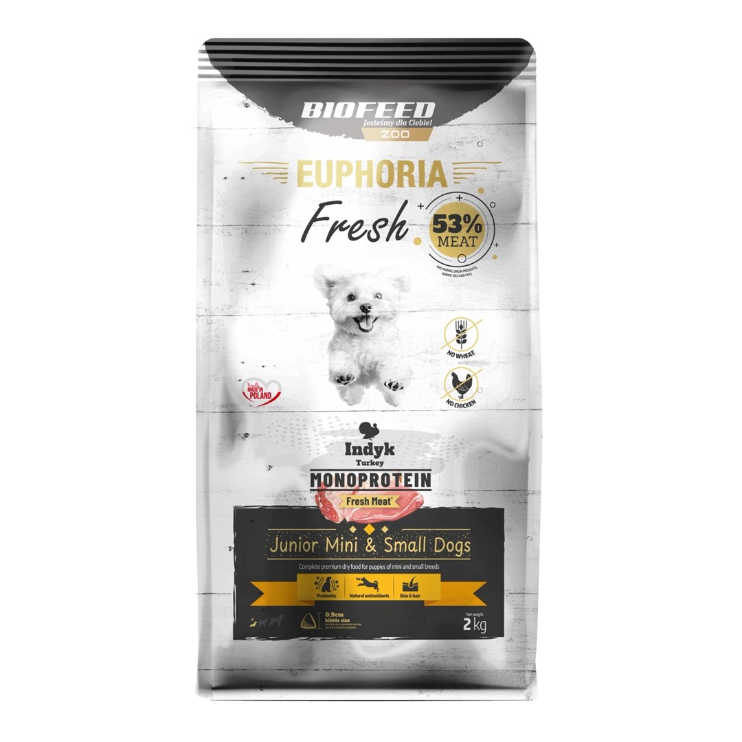 BIOFEED Euphoria Fresh Junior Mini & Small Monoprotein Turkey  - dry dog food - 2kg BIOFEED Euphoria Fresh Junior Mini & Small Monoprotein Turkey  - dry dog food - 2kg