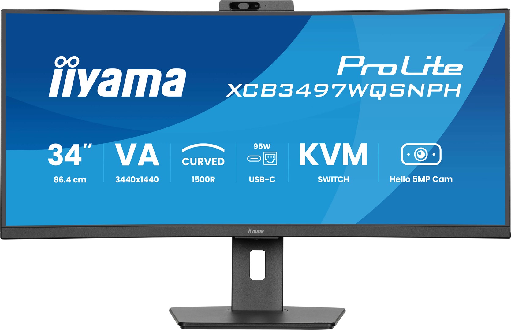 iiyama ProLite 34’’ VA UWQHD curved monitor with a built-in Windows Hello camera and microphone, USB-C Dock, LAN, KVM-Switch and 15cm height adjustable stand iiyama ProLite 34’’ VA UWQHD curved monitor with a built-in Windows Hello camera and microphone, USB-C Dock, LAN, KVM-Switch and 15cm height adjustable stand