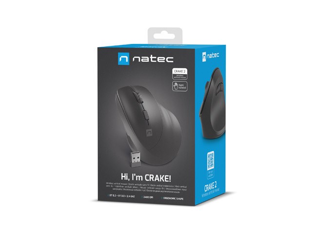 NATEC VERTICAL MOUSE CRAKE 2 WIRELESS BLACK NATEC VERTICAL MOUSE CRAKE 2 WIRELESS BLACK