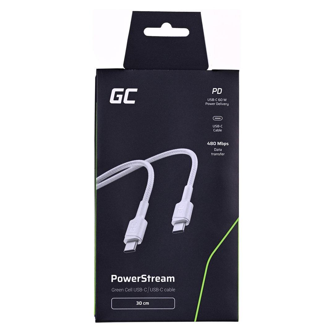 Green Cell GC PowerStream USB cable USB 3.2 Gen 1 (3.1 Gen 1) 0.3 m USB C White Green Cell GC PowerStream USB cable USB 3.2 Gen 1 (3.1 Gen 1) 0.3 m USB C White
