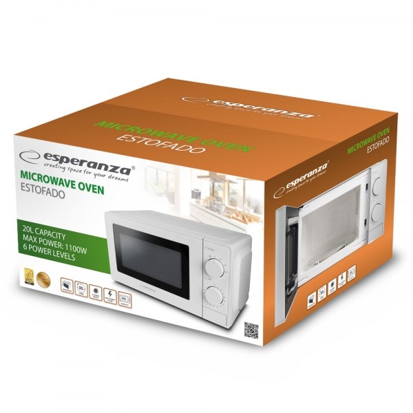 Esperanza ESTOFADO White Solo microwave Countertop 20 L 700 W Esperanza ESTOFADO White Solo microwave Countertop 20 L 700 W