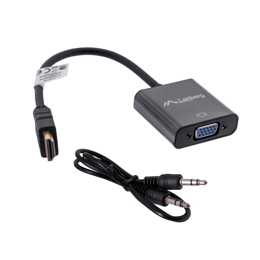 Lanberg AD-0017-BK video cable adapter 0.2 m VGA (D-Sub) HDMI Type A (Standard) Black Lanberg AD-0017-BK video cable adapter 0.2 m VGA (D-Sub) HDMI Type A (Standard) Black