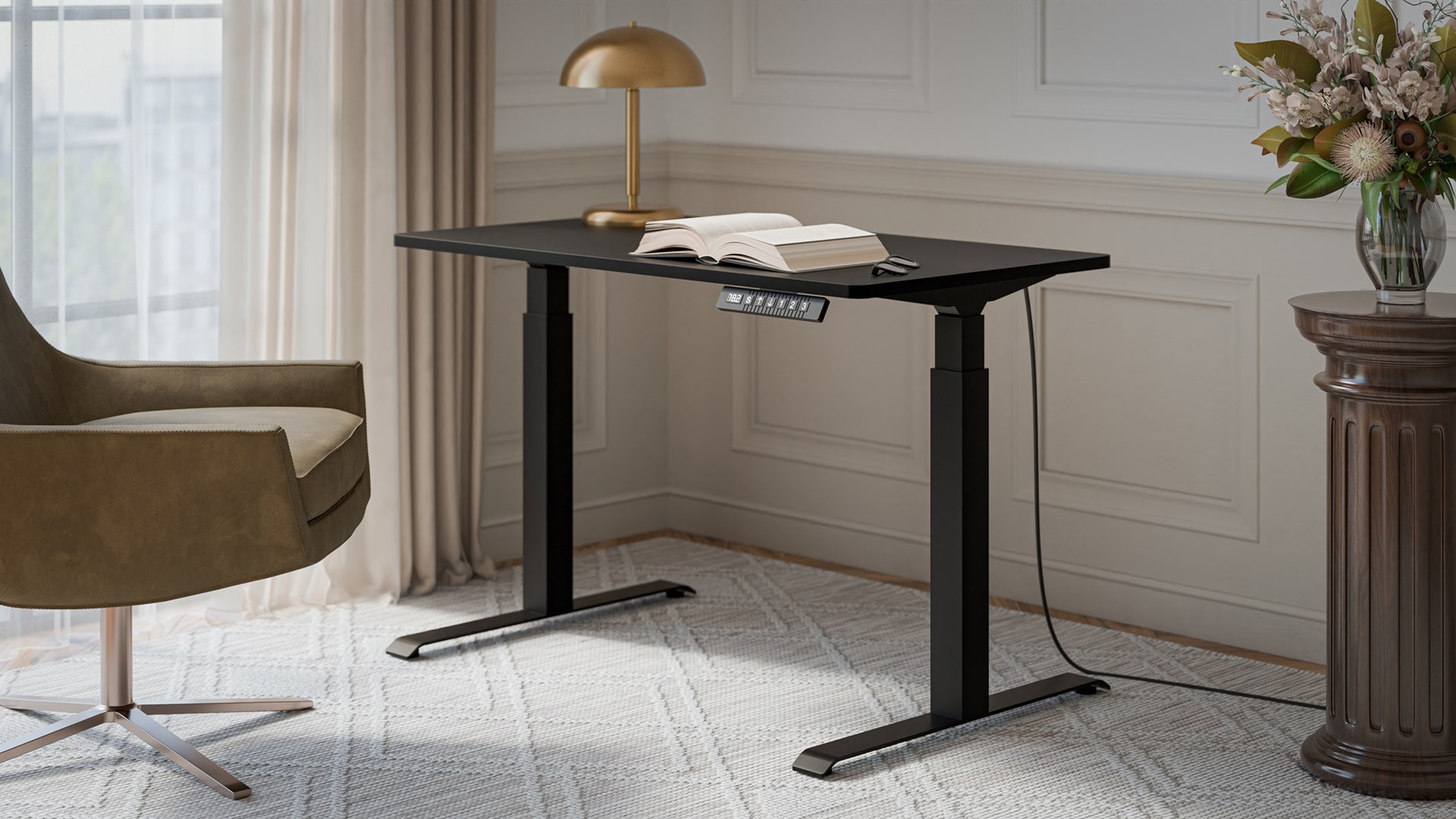 Desk with electric height adjustment MOON 121x67x72-120 black Desk with electric height adjustment MOON 121x67x72-120 black