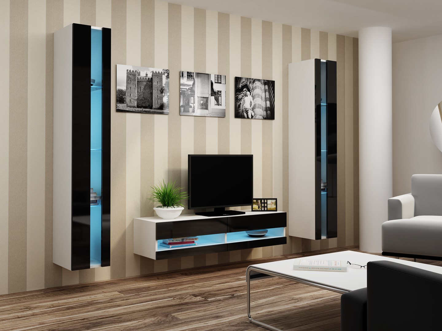 Cama Shelf unit VIGO NEW 180/40/30 white/black gloss Cama Shelf unit VIGO NEW 180/40/30 white/black gloss