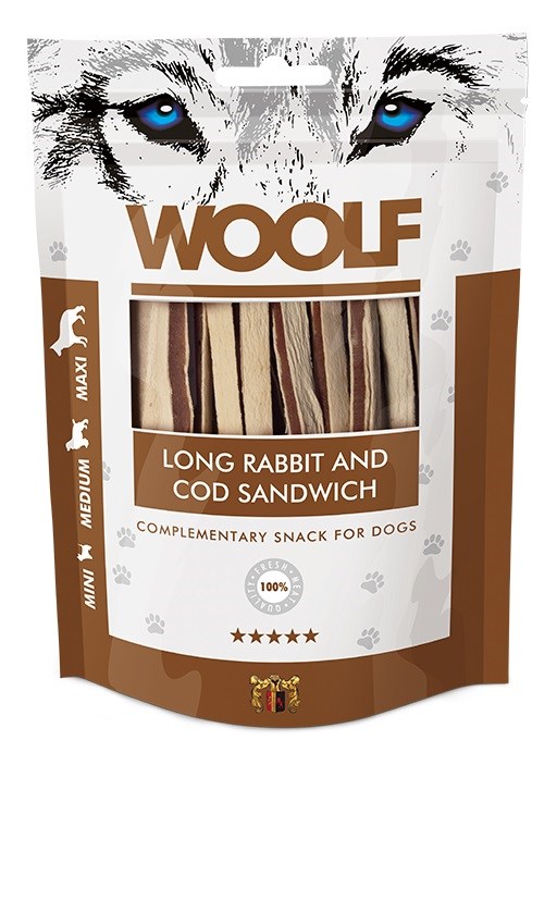 WOOLF Long cod sandwich - dog treat - 100g WOOLF Long cod sandwich - dog treat - 100g