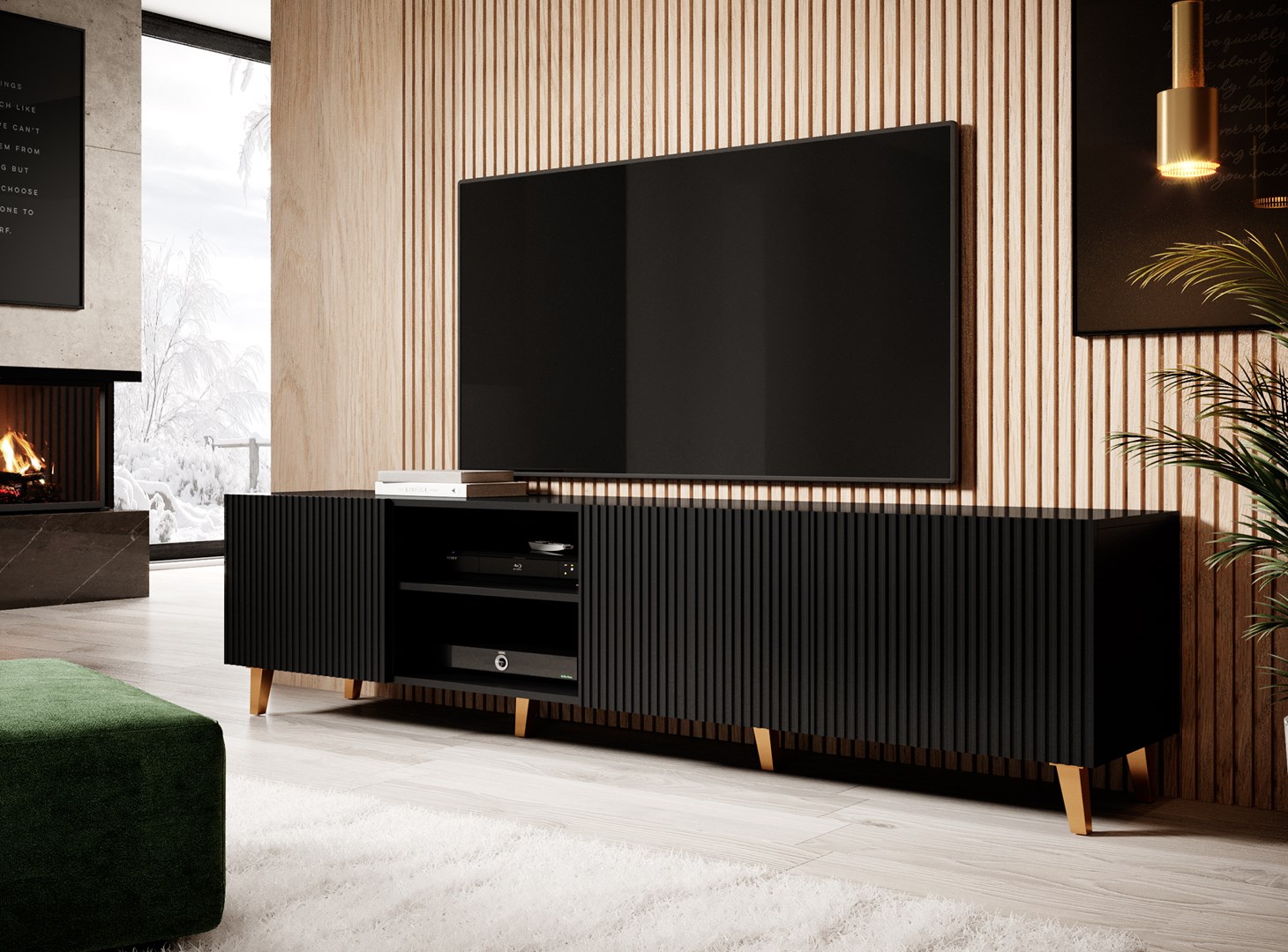 Cama RTV cabinet PAFOS 200x42x52 Black matt Cama RTV cabinet PAFOS 200x42x52 Black matt