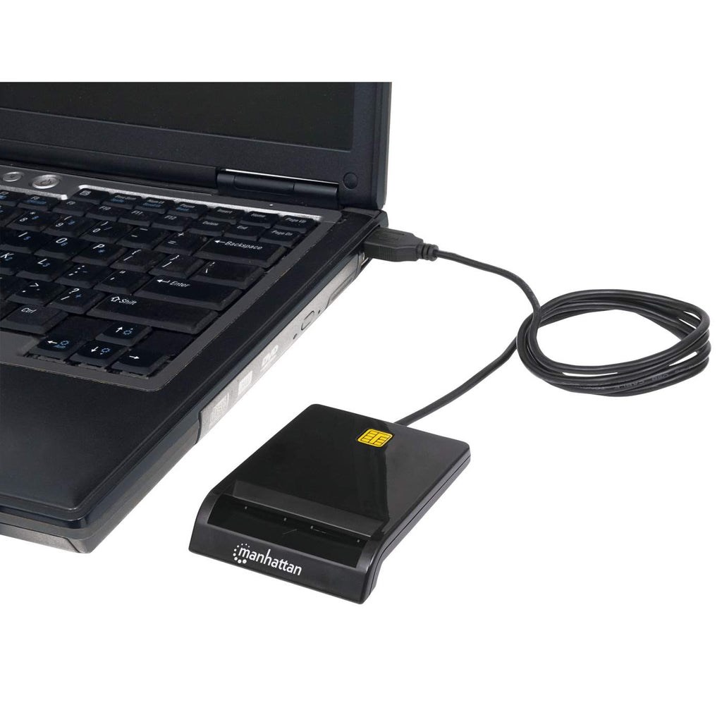Manhattan USB-A Contact Smart Card Reader, 12 Mbps, Friction type compatible, External, Windows or Mac, Cable 105cm, Black, Three Year Warranty Manhattan USB-A Contact Smart Card Reader, 12 Mbps, Friction type compatible, External, Windows or Mac, Cable 105cm, Black, Three Year Warranty