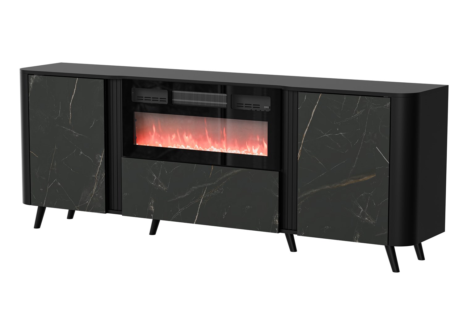 Cama Volare chest of drawers 200 x 39 x 75 cm black/san sebastian + fireplace Cama Volare chest of drawers 200 x 39 x 75 cm black/san sebastian + fireplace