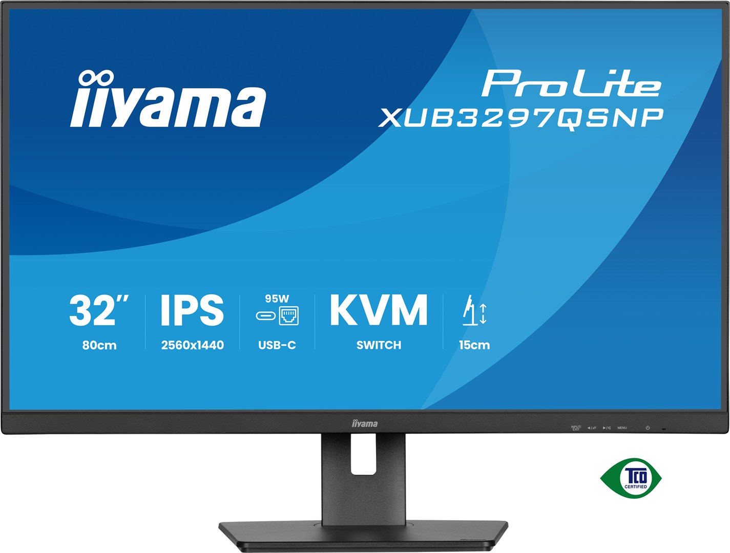 iiyama ProLite 32’’ QHD IPS technology panel with RJ45 (LAN), KVM Switch and USB-C Dock with 95W power delivery iiyama ProLite 32’’ QHD IPS technology panel with RJ45 (LAN), KVM Switch and USB-C Dock with 95W power delivery