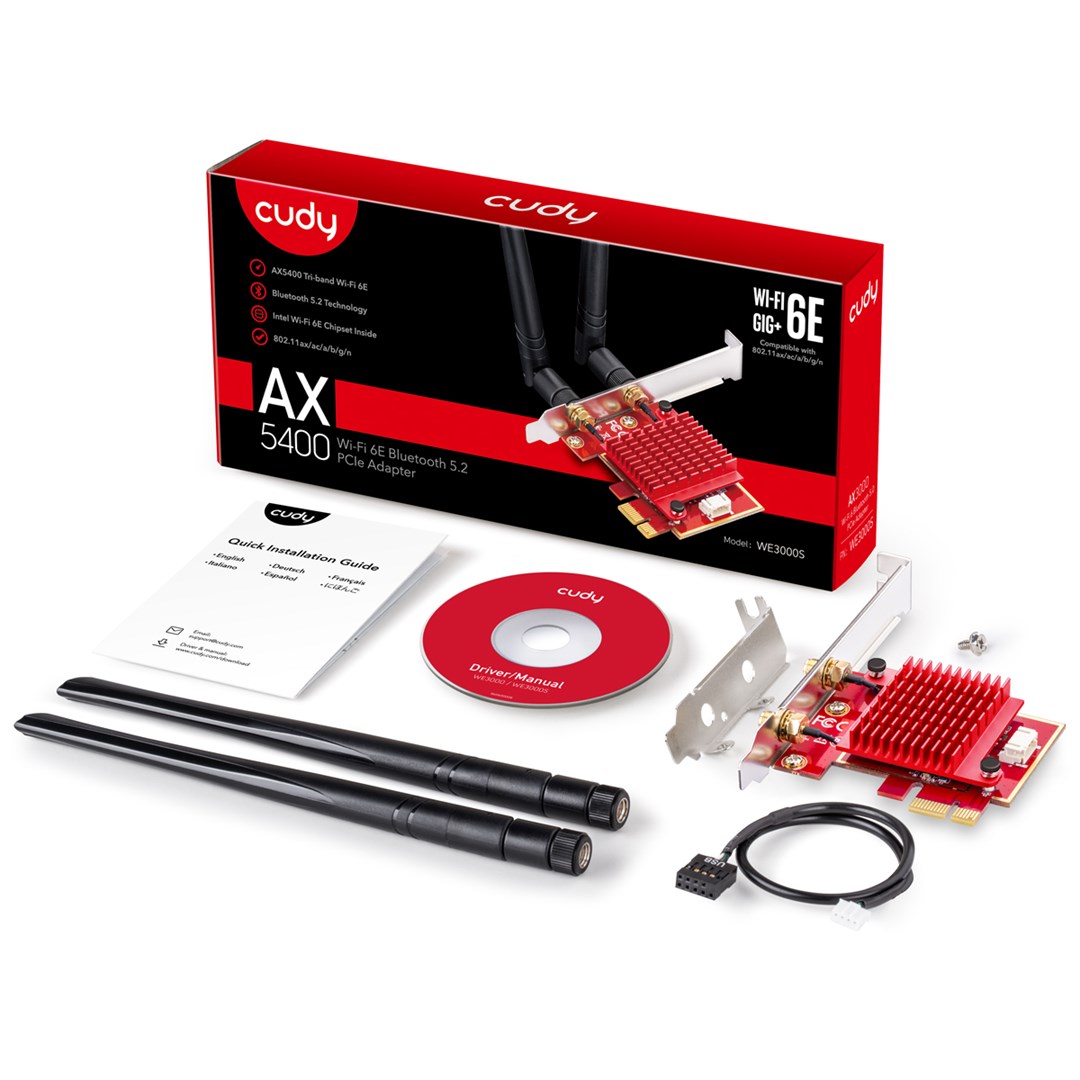 Cudy WE3000S network card Internal WLAN / Bluetooth 2400 Mbit/s Cudy WE3000S network card Internal WLAN / Bluetooth 2400 Mbit/s