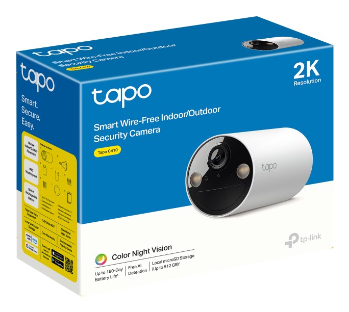 TP-Link Tapo C410 security camera Bullet IP security camera Outdoor 2304 x 1296 pixels Ceiling/wall TP-Link Tapo C410 security camera Bullet IP security camera Outdoor 2304 x 1296 pixels Ceiling/wall