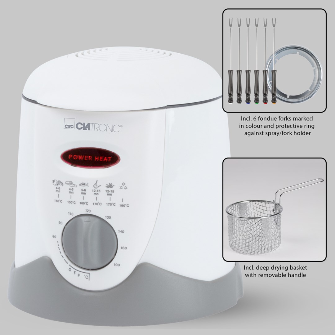 Clatronic FFR 2916 Single 1 L Stand-alone 900 W Deep fryer Grey, White Clatronic FFR 2916 Single 1 L Stand-alone 900 W Deep fryer Grey, White