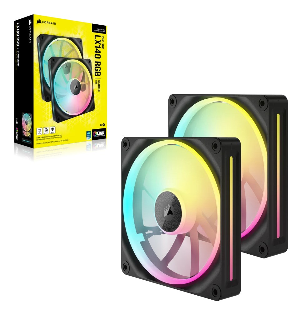 Corsair CO-9051028-WW computer cooling system Computer case Fan 14 cm Black 2 pc(s) Corsair CO-9051028-WW computer cooling system Computer case Fan 14 cm Black 2 pc(s)