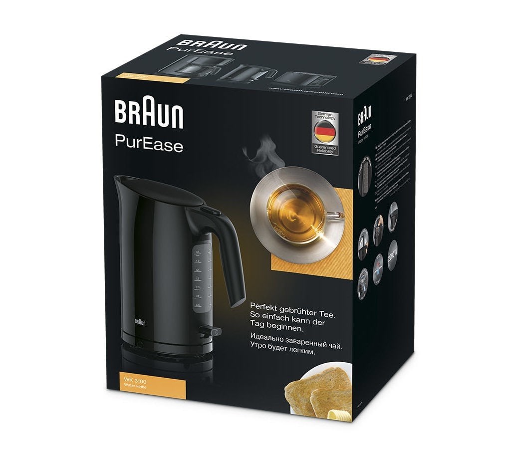 Braun PurEase WK 3100 BK electric kettle 1.7 L 2200 W Black Braun PurEase WK 3100 BK electric kettle 1.7 L 2200 W Black